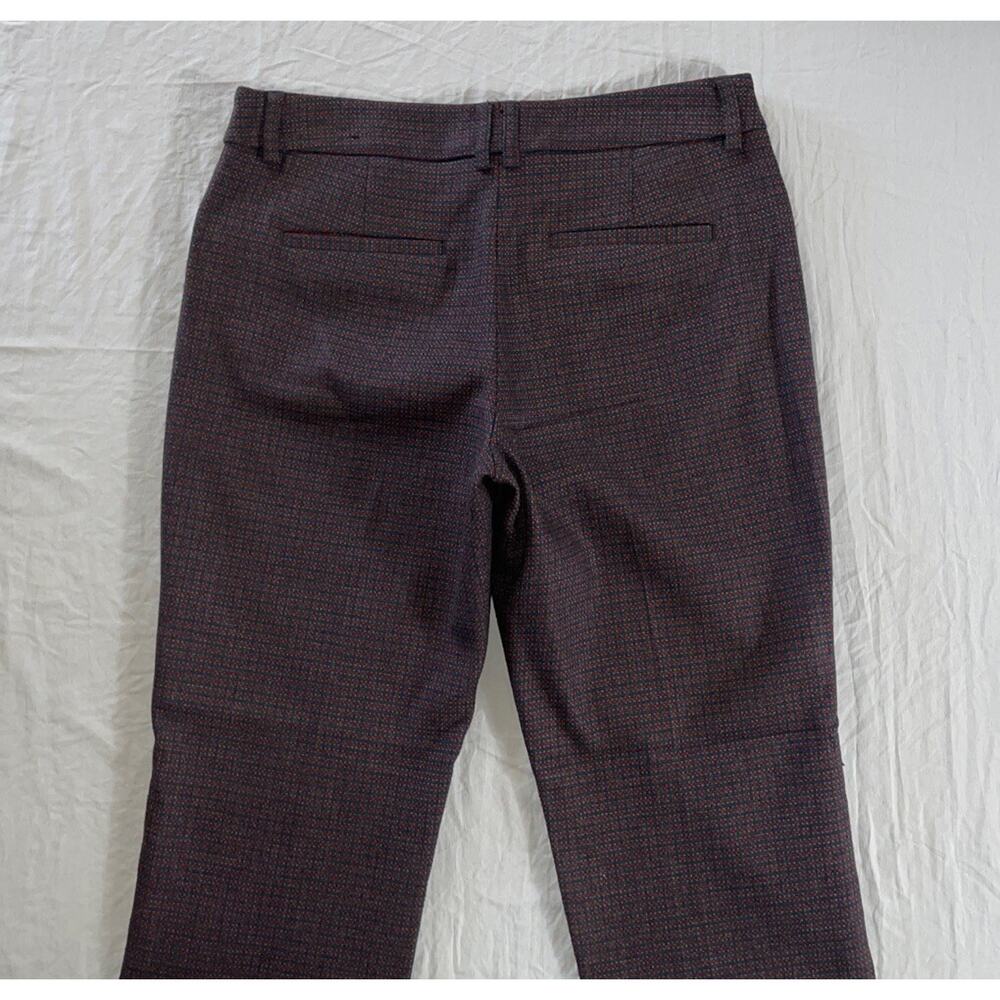 Express Editor Tapered Leg Stretch Trouser Pants. Red, Blue, Gray Lattice. 0R. - Picture 8 of 9